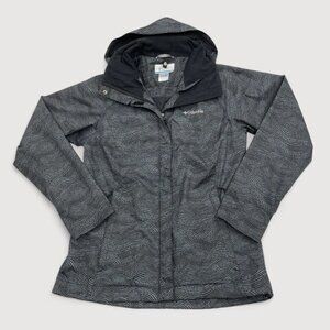Columbia Windbreaker Water Resistant Hooded Gray Print Jacket Men's Small S